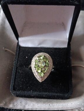 D'Joy Tsavorite Garnet and White Zircon 2.50 ctw Crown Cluster Ring in Rhodium